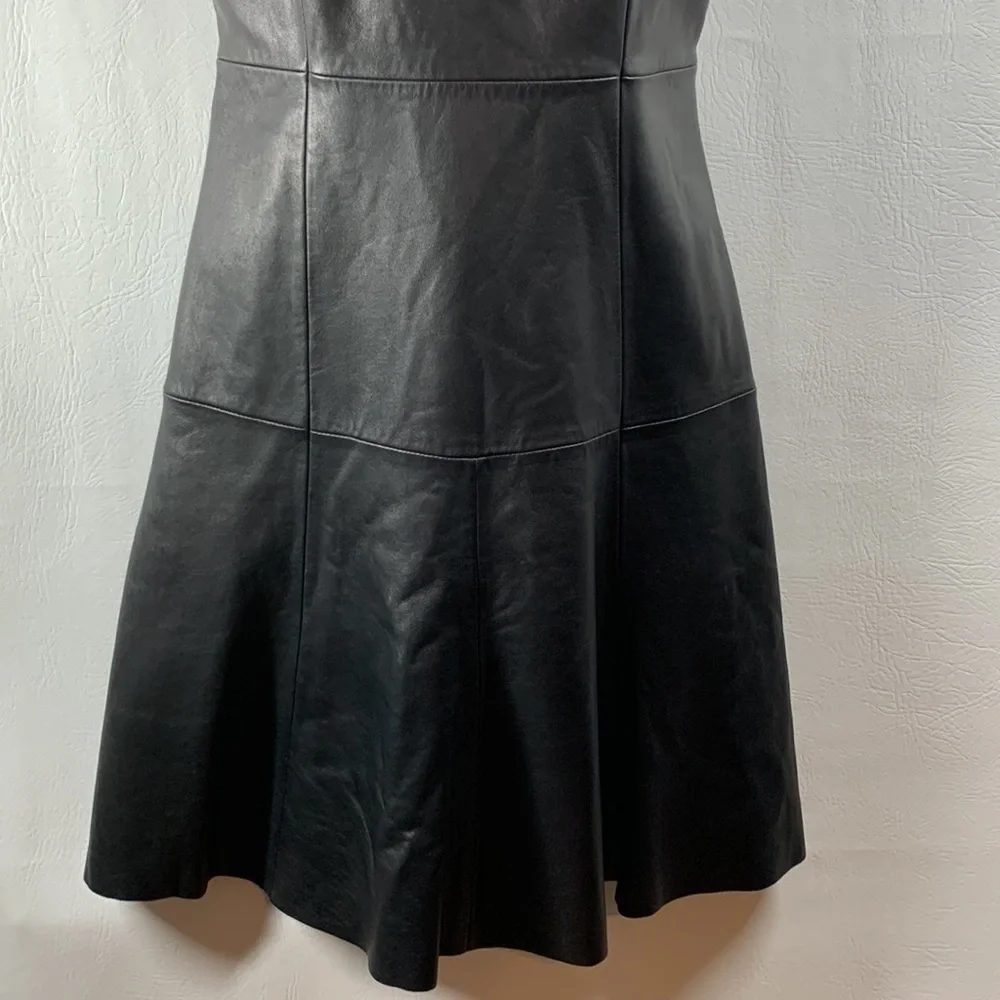 NWT Antonio Melani Luxury Soft Black Leather Sleeveless Dress, 2 - Picture 3 of 10